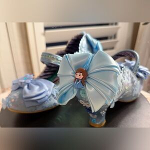 Customized statement Mary Jane shoe in shimmery blue, OOAK, size EU37W/US6W.